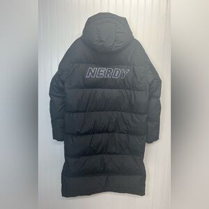 Nerdy Long Puffer Coat Duck Down‎ Korean Streetwear Sz L